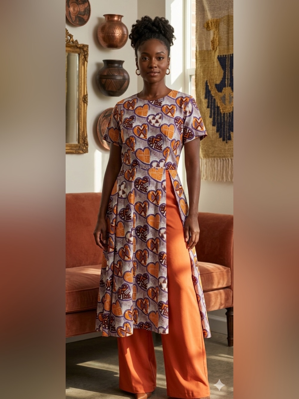 African Print 2 Pc. Pants Suit. PTP 23”